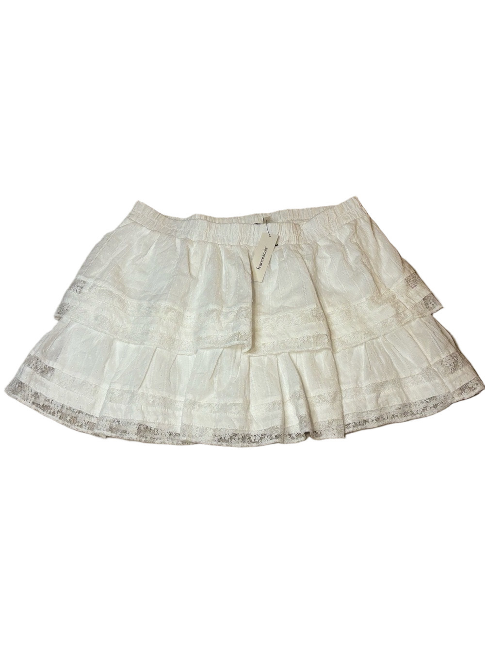 Francesca’s White Tiered Lace Skirt XL | Elastic Waist, Feminine Summer